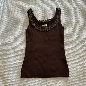Cache beaded brown tank top